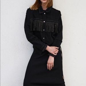 Zara shiny fringe jacket xs (runs large)